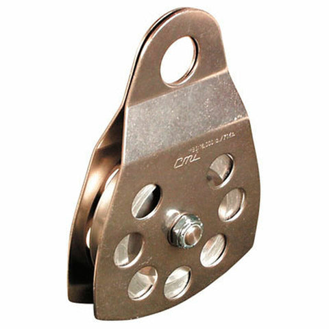Stainless steel pulley with 4" aluminum sheave. For ropes to 5/8" 1.8 lbs. weight. 16,000lbs tensile.
