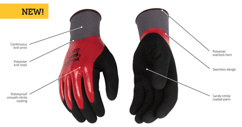 Kinco Gloves HYDROFLECTOR Waterproof Polyester Knit Shell & Double-Coated Nitrile 1896P