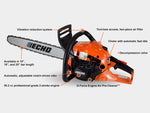 Big on productivity, low on weight. With a 50.2 cc engine, the CS-4910 is the lightest chainsaw its class, a midrange bully that delivers overpowering performance without overwhelming effort.  TOP FEATURES Decompression valve for easy starting Heavy-duty air filter with tool-less access provides superior air filtration 50.2 cc professional-grade, 2-stroke engine