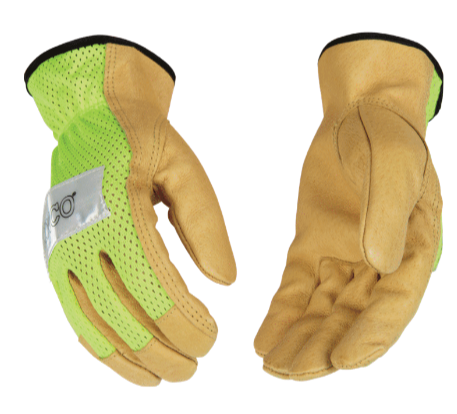 Kinco Gloves Hi-Vis Green Mesh & Grain Pigskin Palm 908