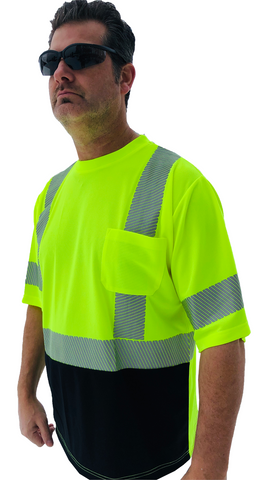 • Stain Resistant Scotchgard® Technology •Meets Ansi 107-2015 Class 3 Standards •Moisture Wicking •Chest Pocket • Our New Flexible Reflective Tape