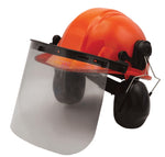 Forestry Helmet Systems. Includes Our Best Selling Ratchet Suspension Helmet, Our Best Selling 21DB Earmuffs and Your Choice of Our New ANSI Rated Clear Shield or Mesh Screen. Great Systems for the Price.