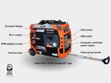 Easy energy. The EGi-2300 generator/inverter features BlueTooth® connectivity, allowing users to monitor output and make adjustments from the ECHO Command™ app on their phones. It runs quietly and efficiently, perfect for adding power while camping, tailgating or backing up home essentials.  TOP FEATURES Auto-idle fuel-saving technology Ultra-quiet operation compared to conventional generators 80 cc 4-stroke engine